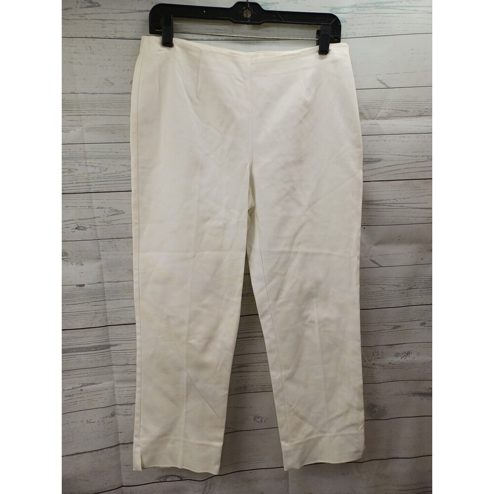 Chicos Womens Straight Leg Side Zip Ankle Pants 0 Sz XS Ivory Stretch